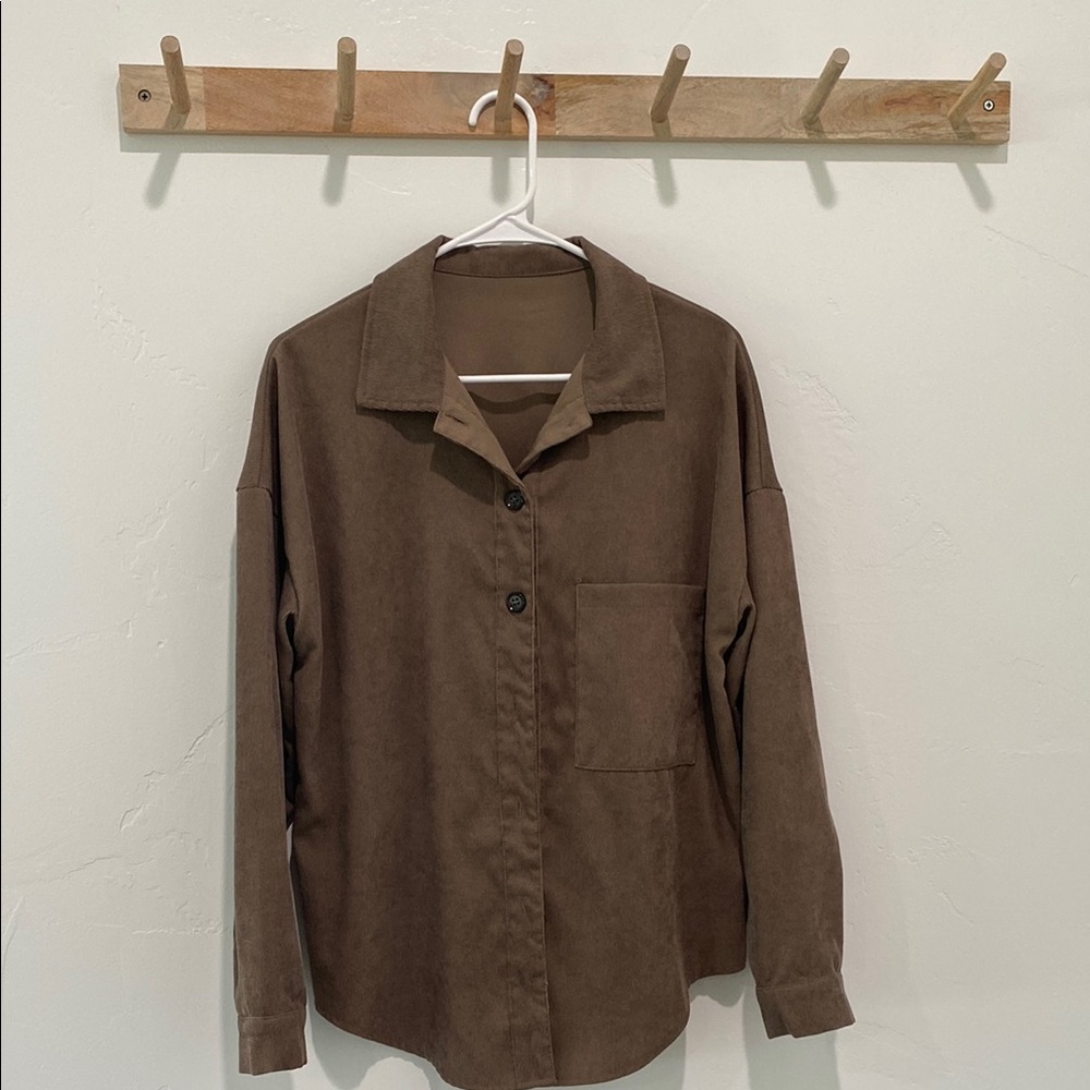 SHEIN Brown Corduroy Shacket